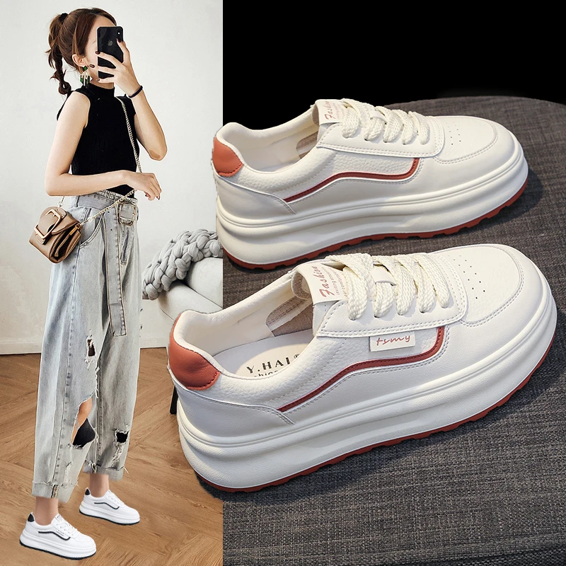 韩版圆头学生鞋女春季德训鞋2024百搭板鞋增高白鞋百搭白鞋透气鞋