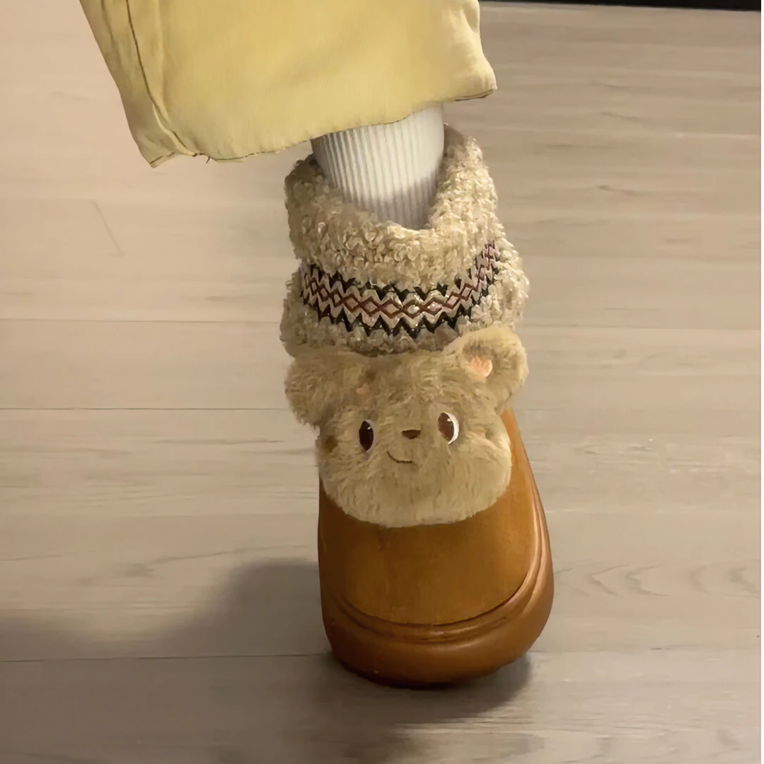 可爱卡通厚底雪地靴女款2024新款秋冬季皮毛一体棉靴加绒保暖棉鞋