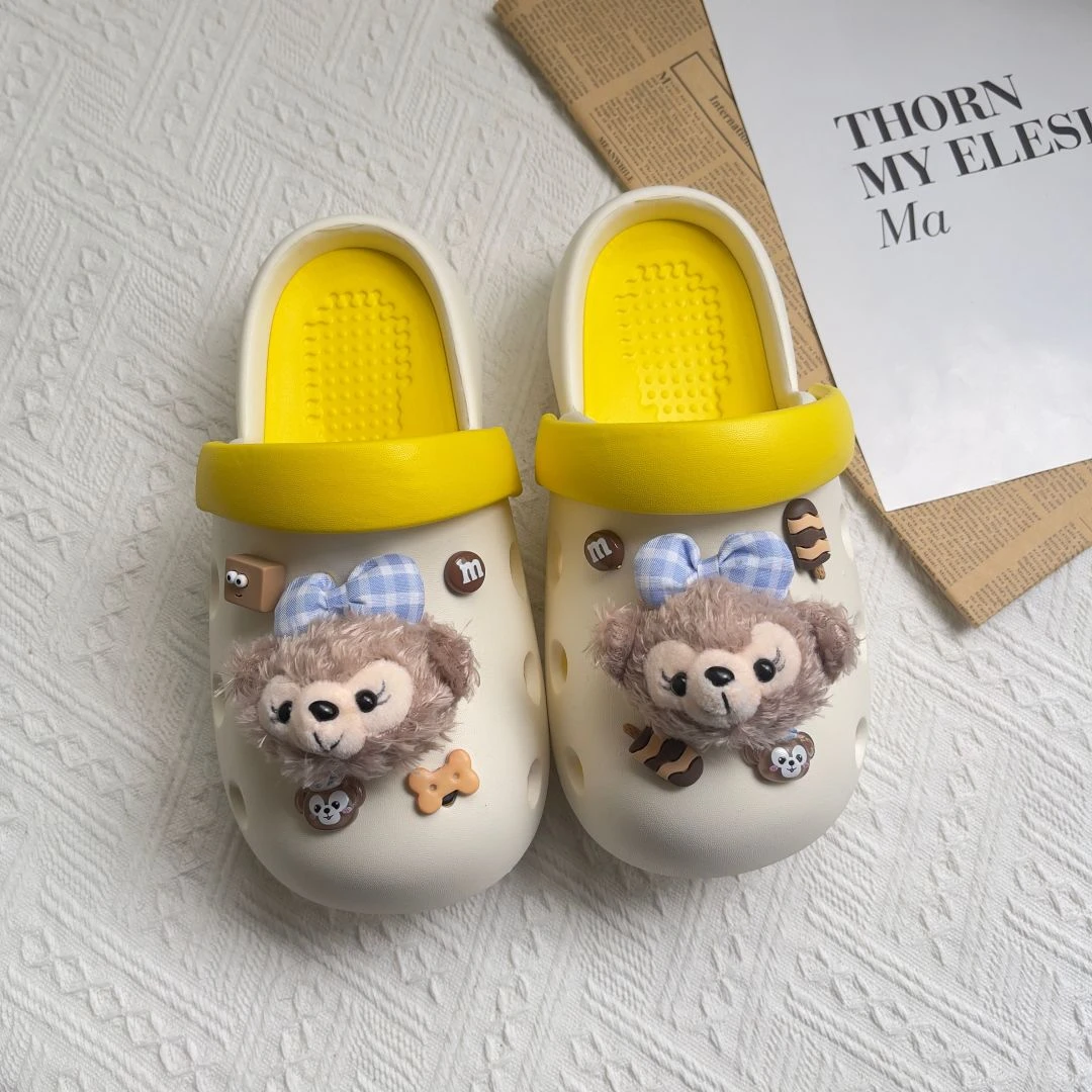 雪莉玫可爱洞洞鞋女2024新款夏季厚底外穿凉拖鞋防滑卡通网红凉鞋