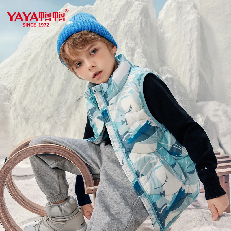 鸭鸭儿童羽绒马甲秋冬中大童背心保暖休闲立领时尚YE3C808503E