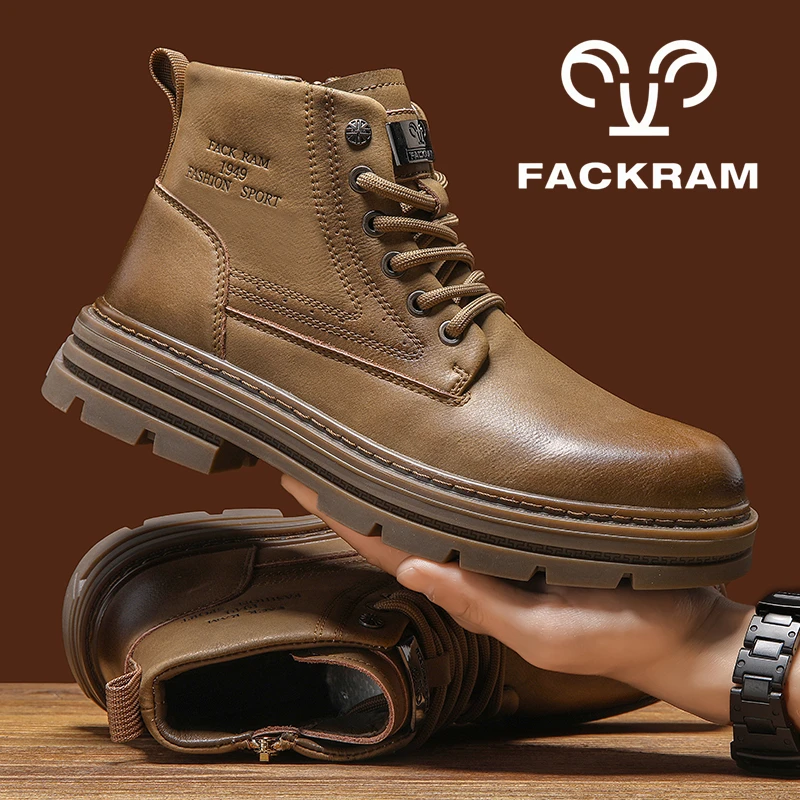 FACKRAM马丁靴男款2025新款高帮秋冬百搭复古工装马丁鞋男士短靴
