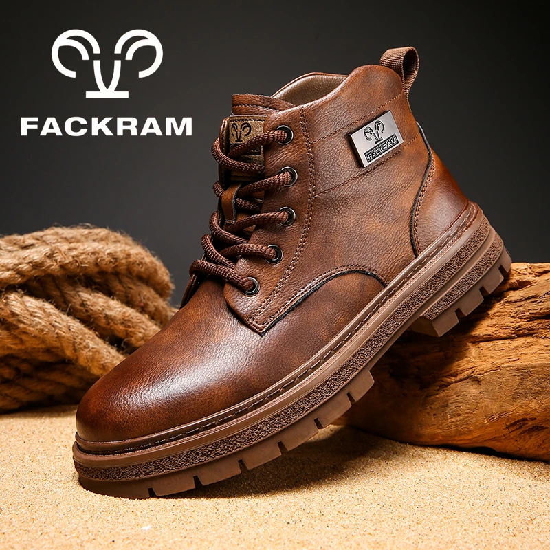 FACKRAM秋冬新款男款中高帮马丁靴2025英伦复古百搭加绒短靴男鞋