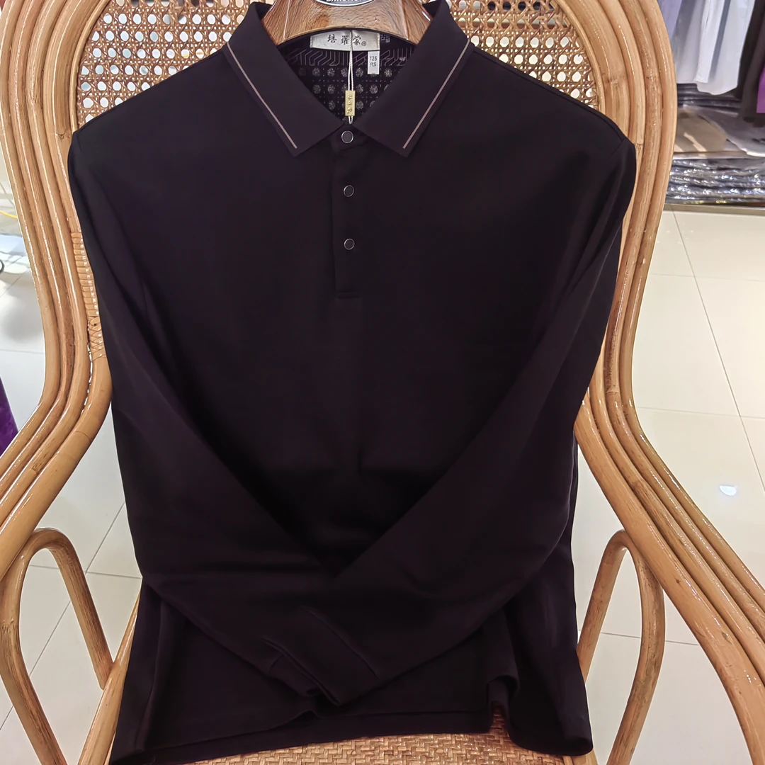 2024新款长袖T恤衫五层色织舒适透气商务休闲