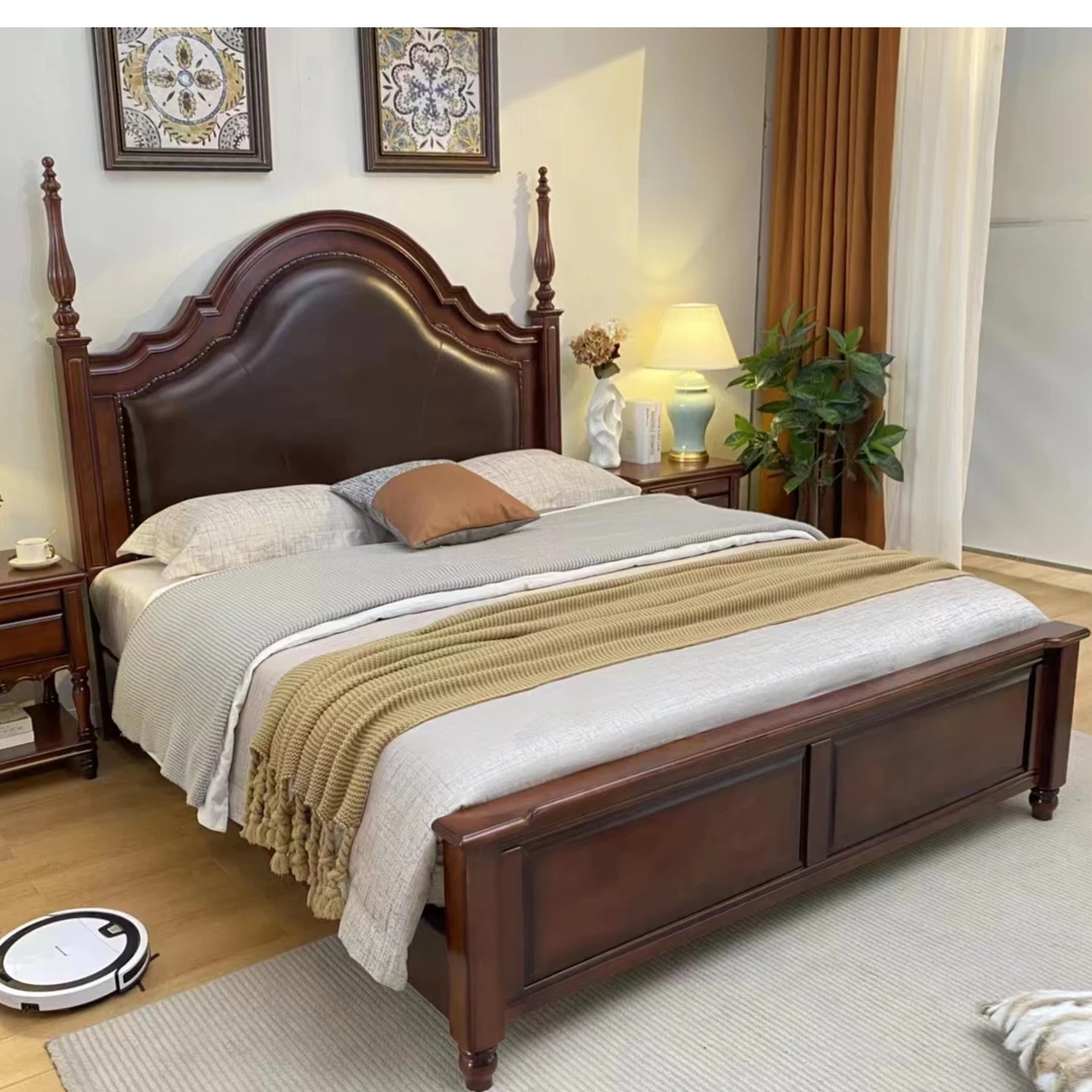 美式实木双人轻奢欧式大床双人床古典雕花奢华主卧成套床拉萨发货