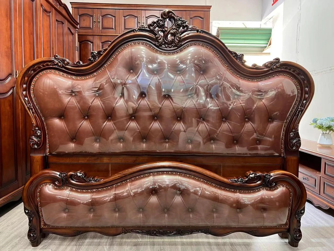 欧式美式别墅奢华雕花主卧实木大床床法式古典公主床成套卧室家具