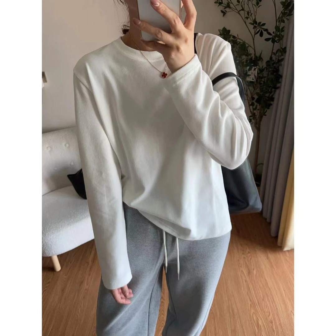 苗苗家《万能搭》简约纯色圆领长袖百搭上衣