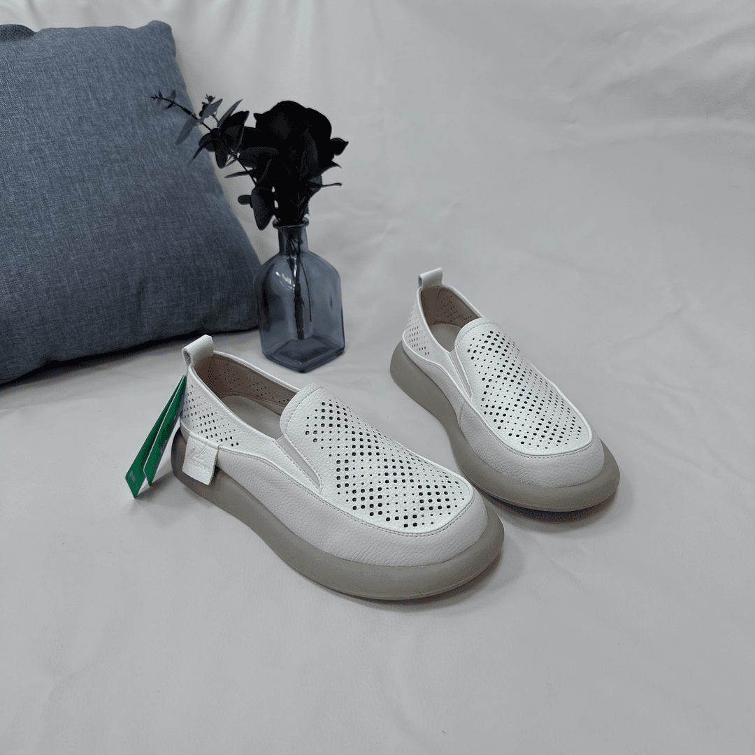 夏季软底软面百搭透气平底圆头冷粘工艺一脚蹬妈妈鞋 X 检 2851