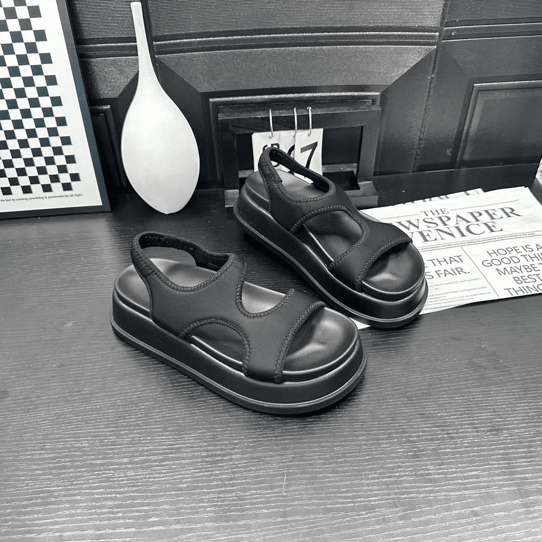 夏季新款时尚低跟百搭透气外穿一字带露趾凉鞋 X 检 2752-3