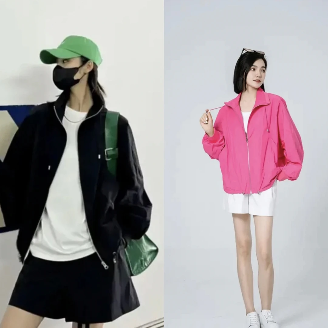 AMASS/阿玛施24夏季休闲立领宽松百搭轻薄抽绳休闲外套5400675