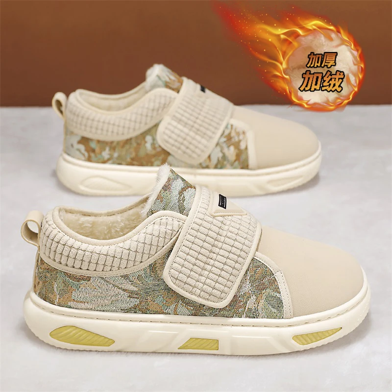 誉回力鞋子男2023冬季新款低帮雪地靴男款加绒加厚魔术贴保暖棉鞋