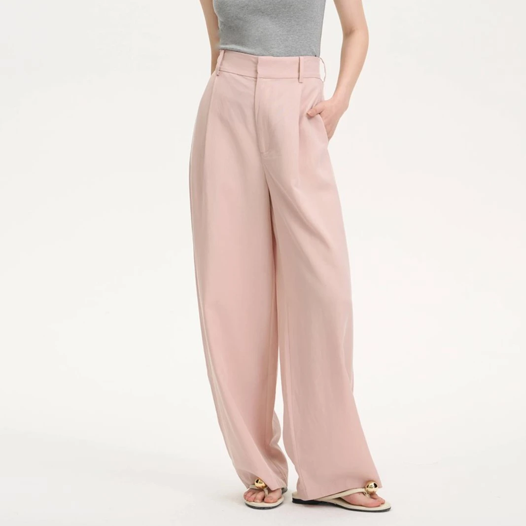 MAISON CECILE多色舒适亲肤天丝亚麻茧型裤