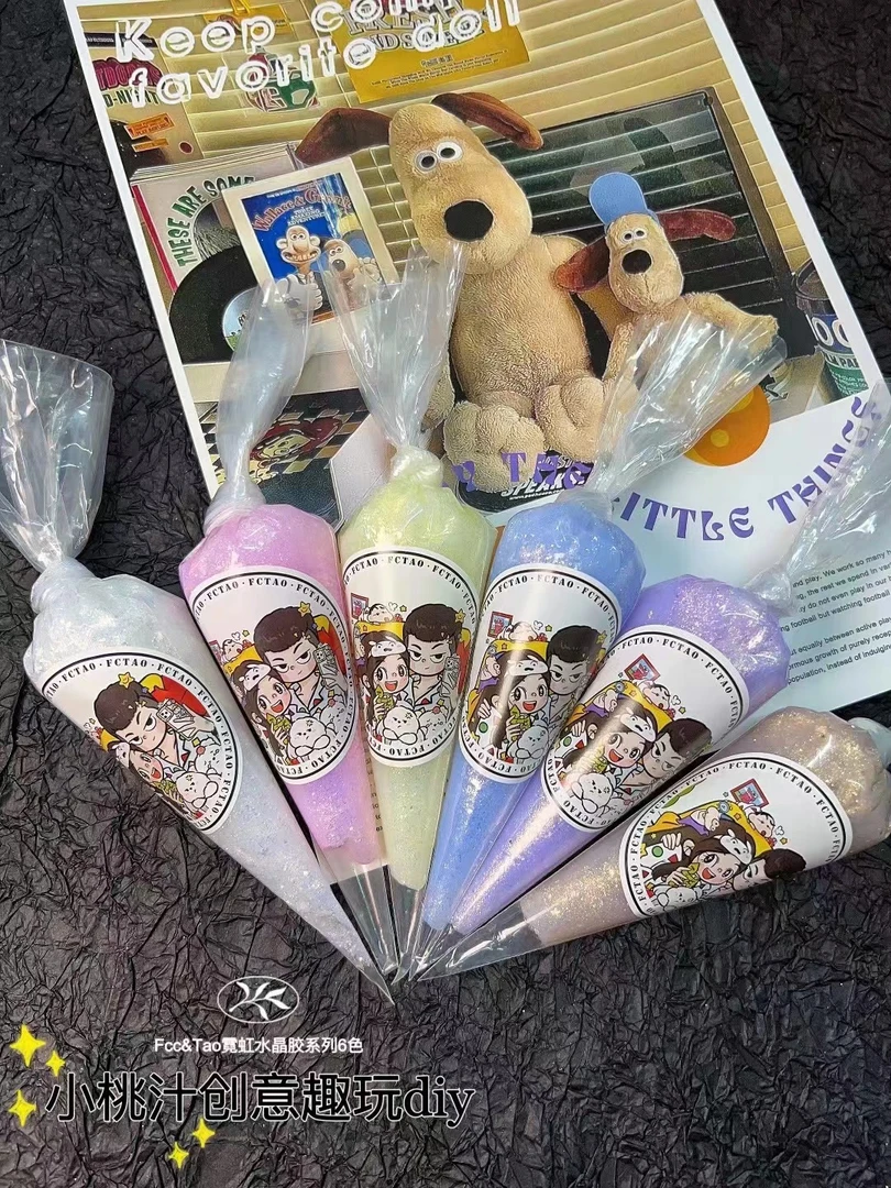 小桃汁DIY80克手工霓虹胶爆闪系列6色手机壳素材创意趣玩水晶胶