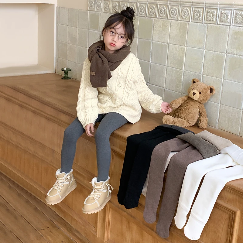 66公主原创设计 女童加绒打底裤2023新洋气女孩加厚连体裤袜 K332