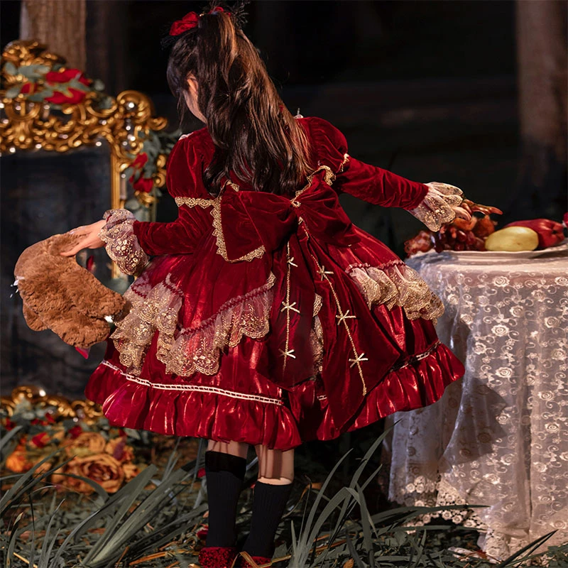 66公主原创女童冬装连衣裙加绒洛丽塔裙子女孩礼服裙 24Q058