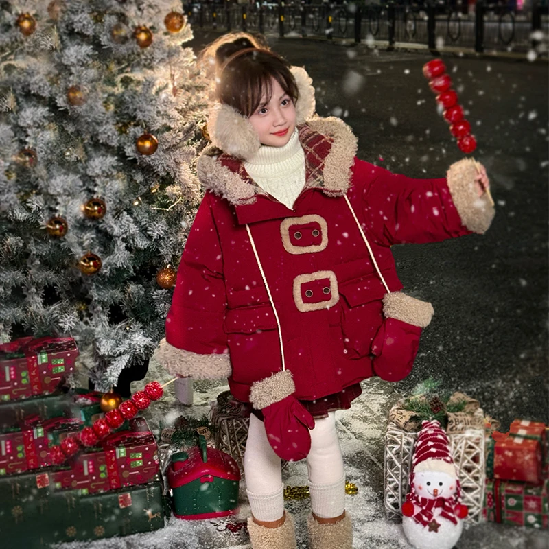 【双面穿】 女童冬装羽绒服双面穿加厚保暖百搭红色年服24S321