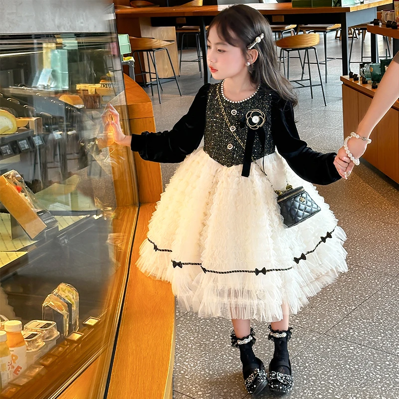 66公主 女童连衣裙秋冬装儿童小香风裙子女孩礼服蛋糕裙 24Q050