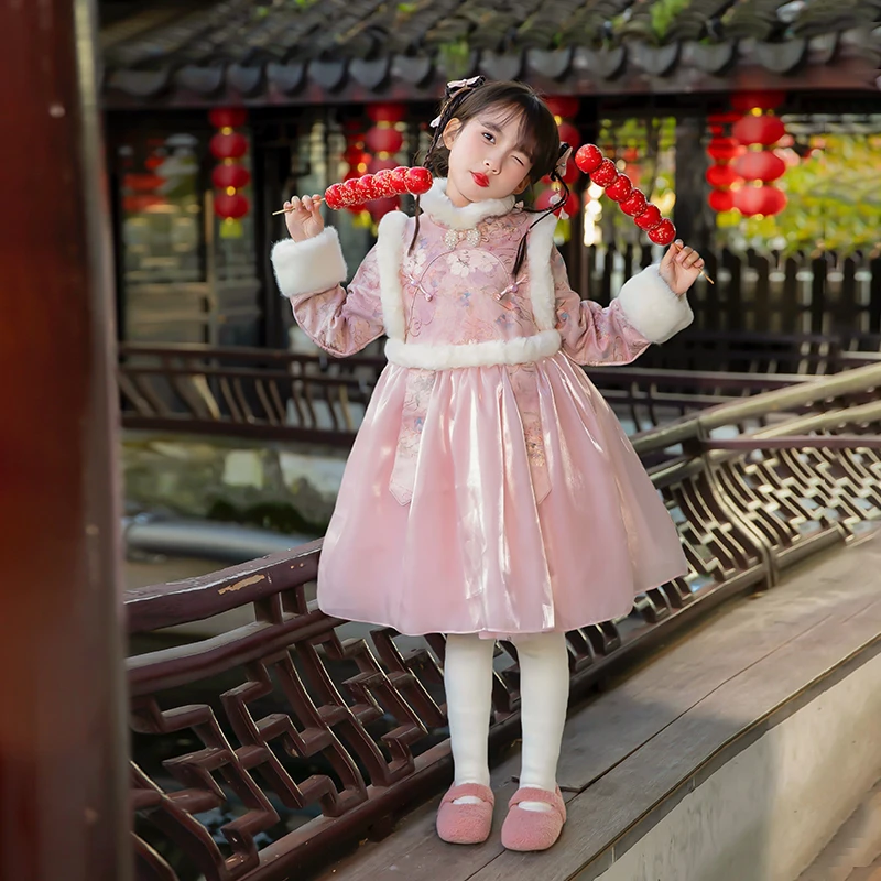 66公主原创女童拜年服冬装改良汉服旗袍裙儿童新中式连衣裙24Q066