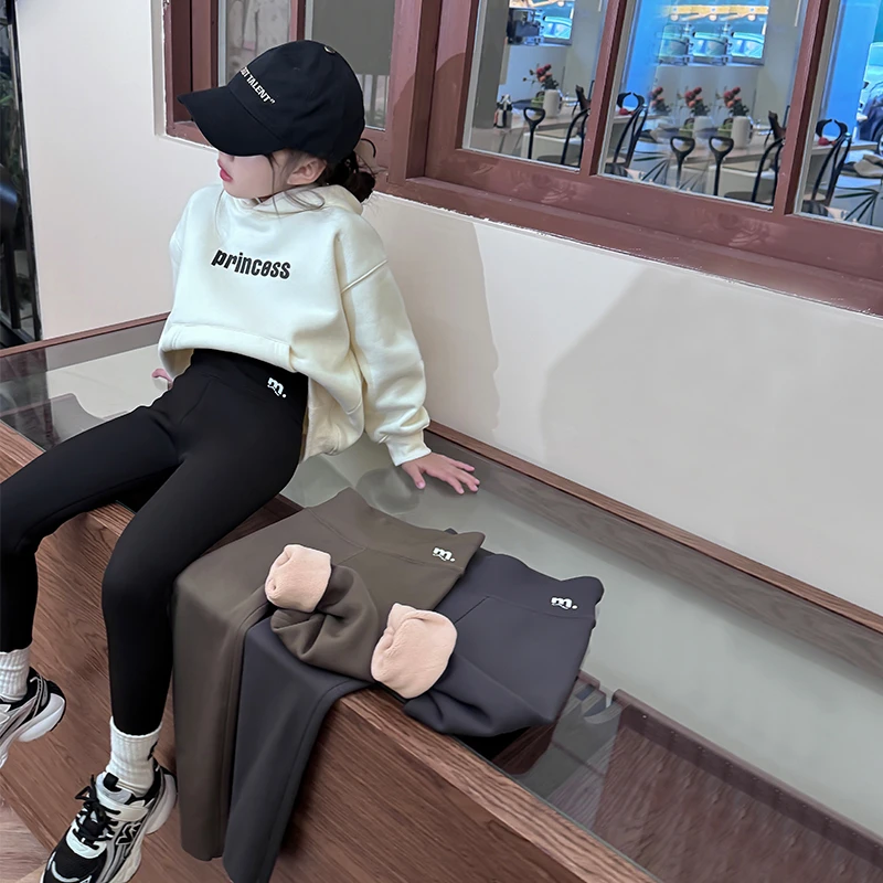66公主原创设计 女童加绒打底裤儿童鲨鱼裤2023新女孩瑜伽裤 K278