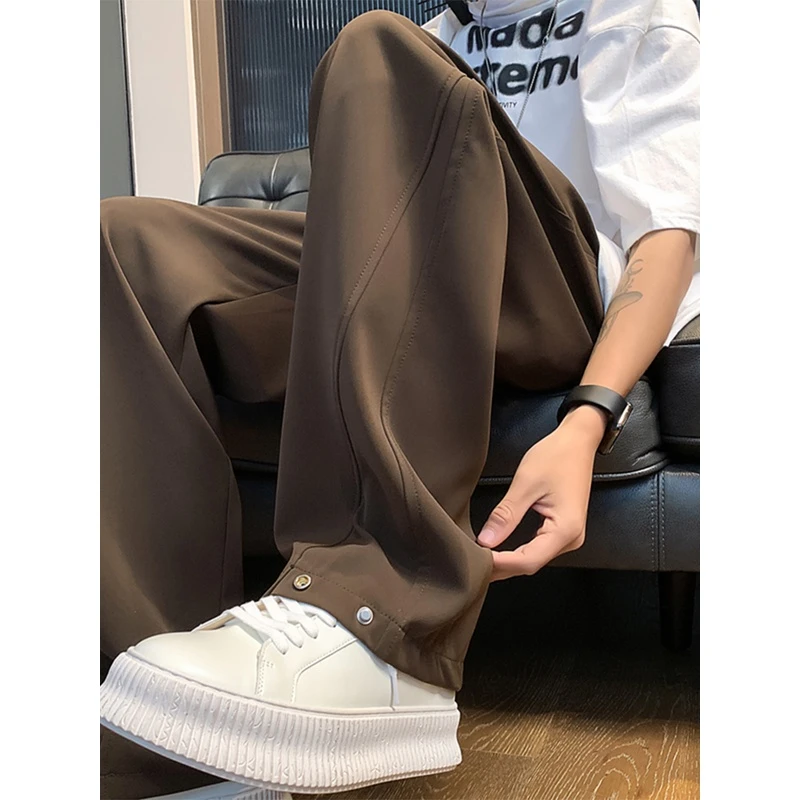 坠感休闲裤子男生秋季直筒宽松垂感西裤美式复古纯色百搭运动长裤