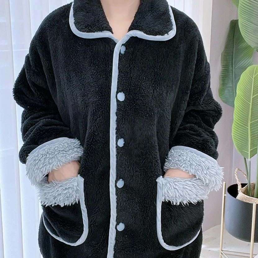 【蓝小调】2024新款大码时尚加大加肥睡衣黑色绣花家居服可穿250斤