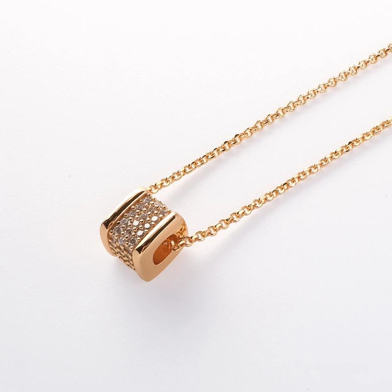 坠链均925银锆石 s925纯银魔方项链气质轻奢时尚百搭简约满钻项链