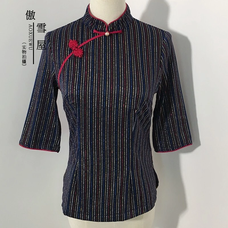 傲雪屋中国风日常改良修身旗袍上衣花扣高端原创唐装女春夏新品