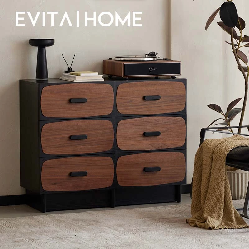 EVITA Home纽扣六斗柜实木现代简约客厅收纳抽屉柜卧室意式轻奢床