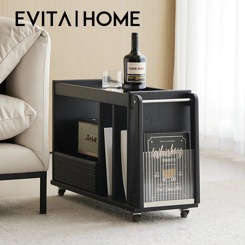EVITA Home现代简约实木边几茶水柜置物边柜卧室轻奢可移动小推车