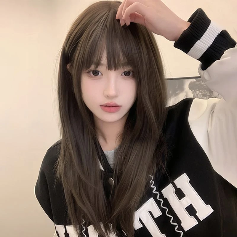 假发女长发长直发日常圆脸lolita洛丽塔网红日系jk甜美仿真人全头