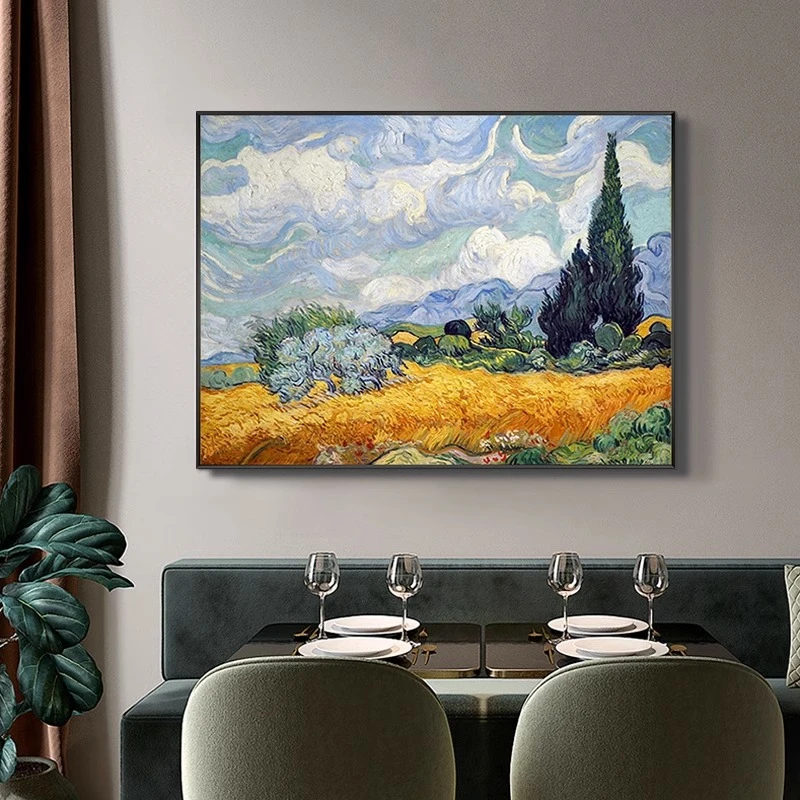 梵高名画手绘油画田园风客厅背景墙壁画手工临摹装饰画大芬村定制
