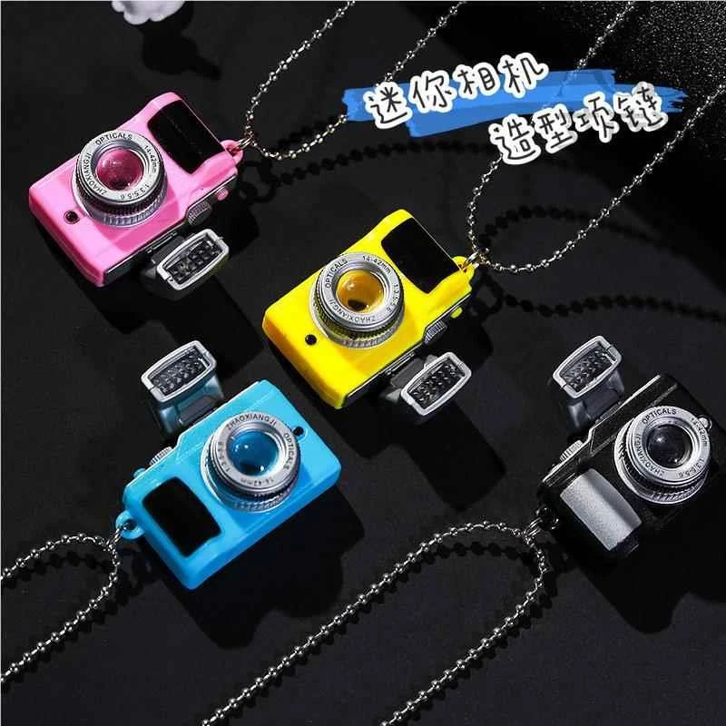 合金项链 小相机项链男女潮嘻哈复古闪光照相机可发声吊坠挂件蹦