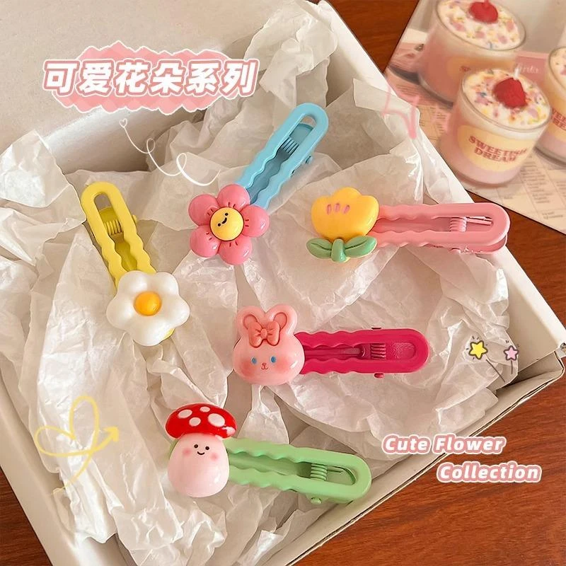 多巴胺花朵发夹女小兔夹子可爱发卡儿童碎发鸭嘴夹头饰品