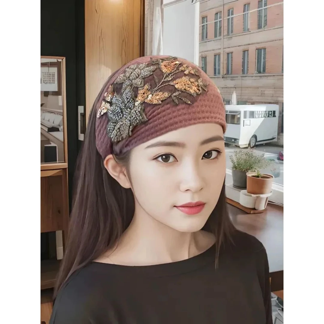 女士遮白发神器时尚宽边发带网红同款日常外戴头套秋冬头饰帽子款