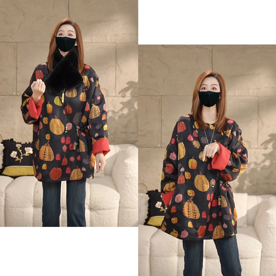 Miss.Z【金瓜纳福】中式侧门襟阔版夹棉外套#w1850