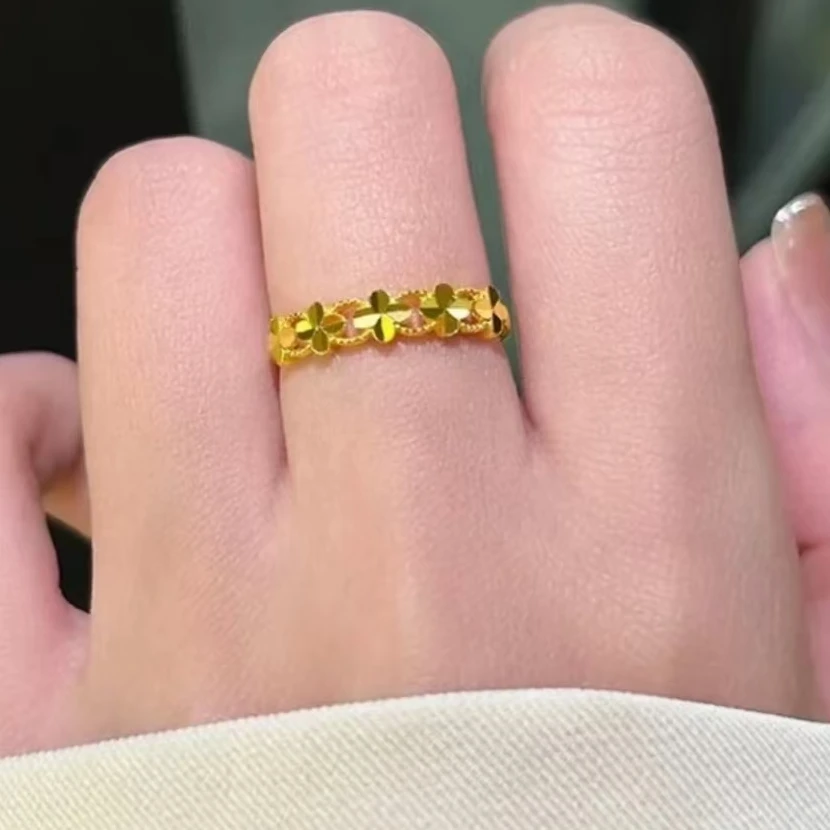 钛钢戒指 钛钢戒指 碎花款活口戒指气质时尚百搭简约经典精致36