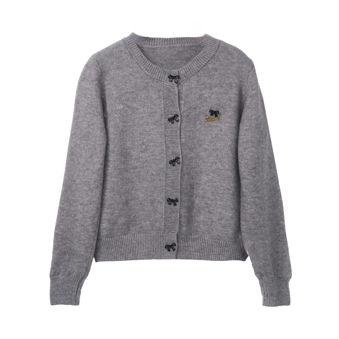 【诗语专属】女士时尚纯色甜美单排扣开衫毛针织衫#70007