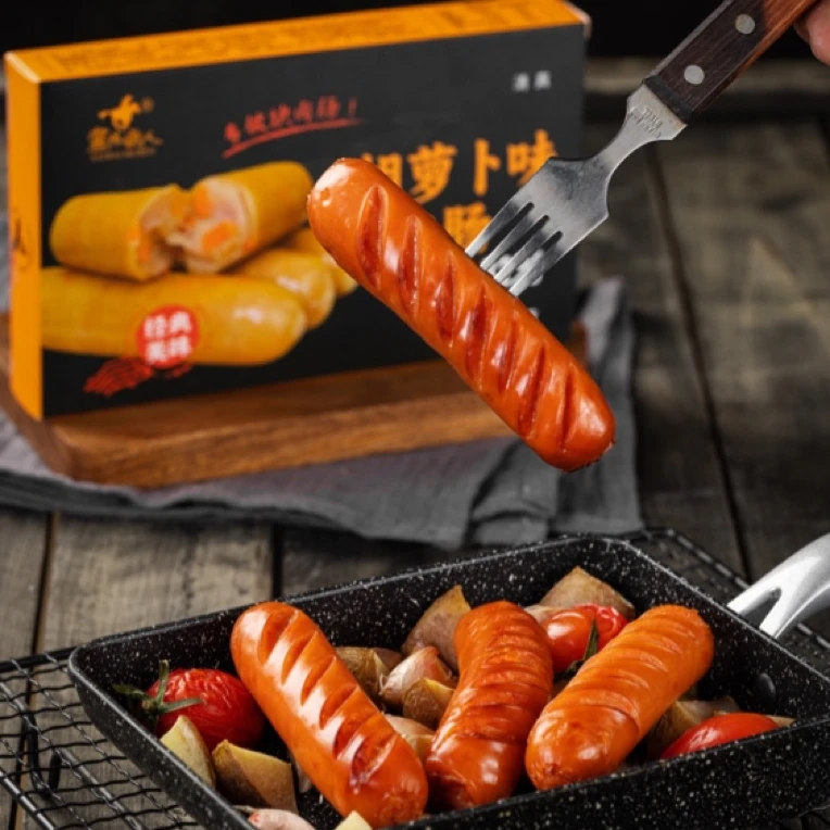 新疆塞外牧人鸡腿肉肠奥尔良黑胡椒胡萝卜82%含肉量便携早餐