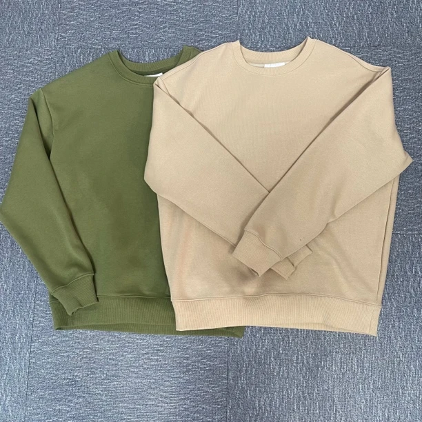 24新品时尚休闲百搭简约加绒纯色圆领运动针织宽松长袖男女卫衣