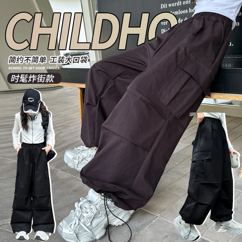 女童裤子秋季2024新款洋气工装裤大童春秋女孩休闲裤儿童装运动裤