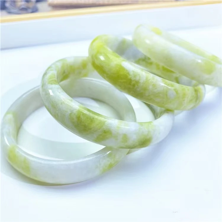 品质珠宝 高端精品天然金花飘花岫玉手镯旺夫镯多样性发货