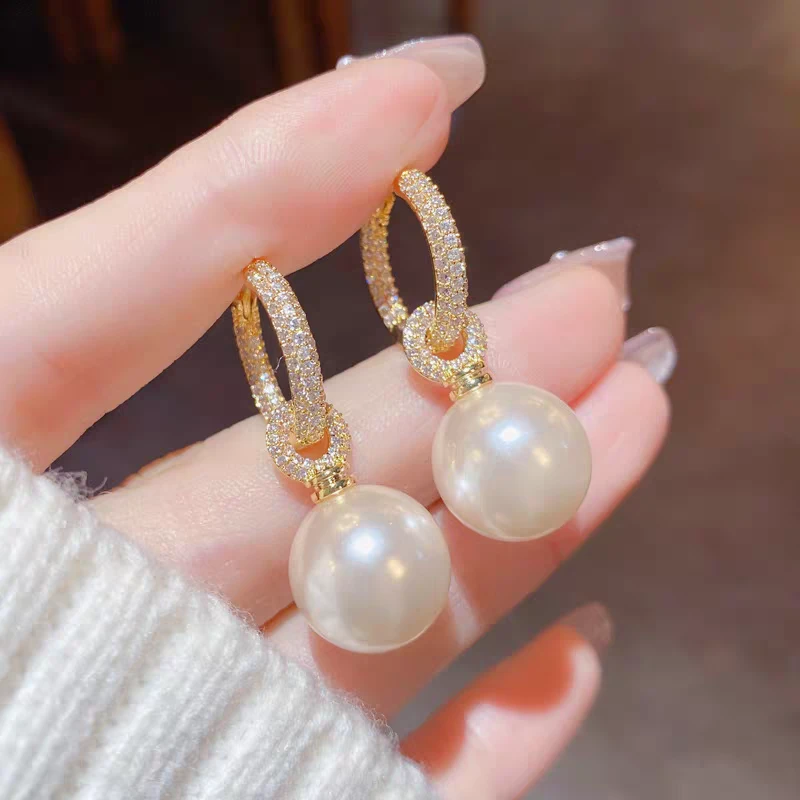 铜合金仿珍珠耳饰 轻奢气质一款两戴可拆卸气质百搭珠珠耳环703