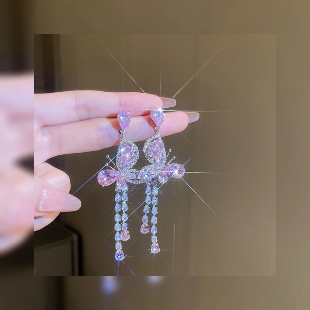 铜合金锆石耳饰 54【期许美好降临】气质轻奢百搭欧美长款耳饰超仙