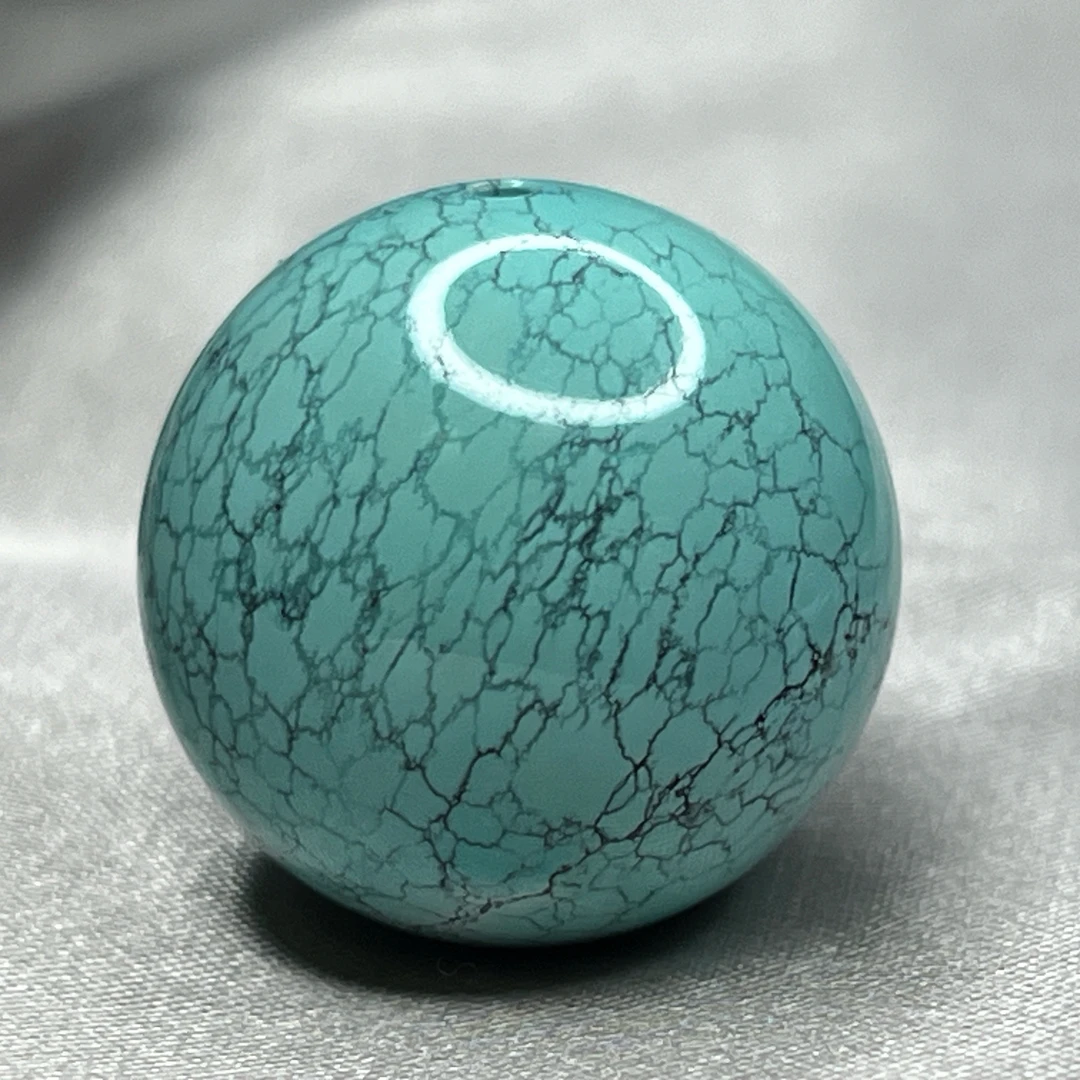 绿松网花水波纹圆珠，直径20.5mm重12克