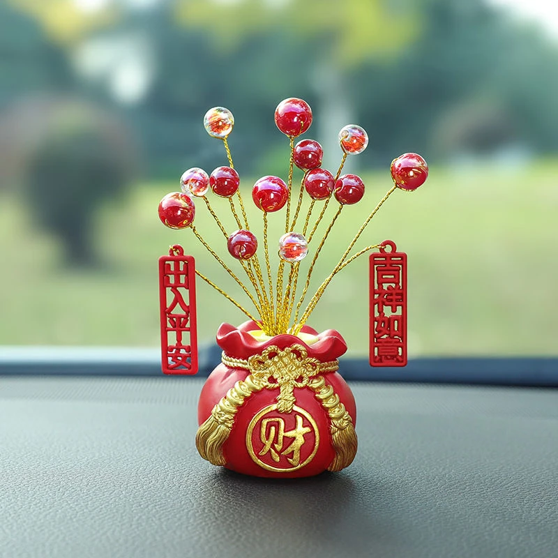 百搭钱袋子摆件招财平安财运摇钱树汽车发财树可加香水车载装饰品