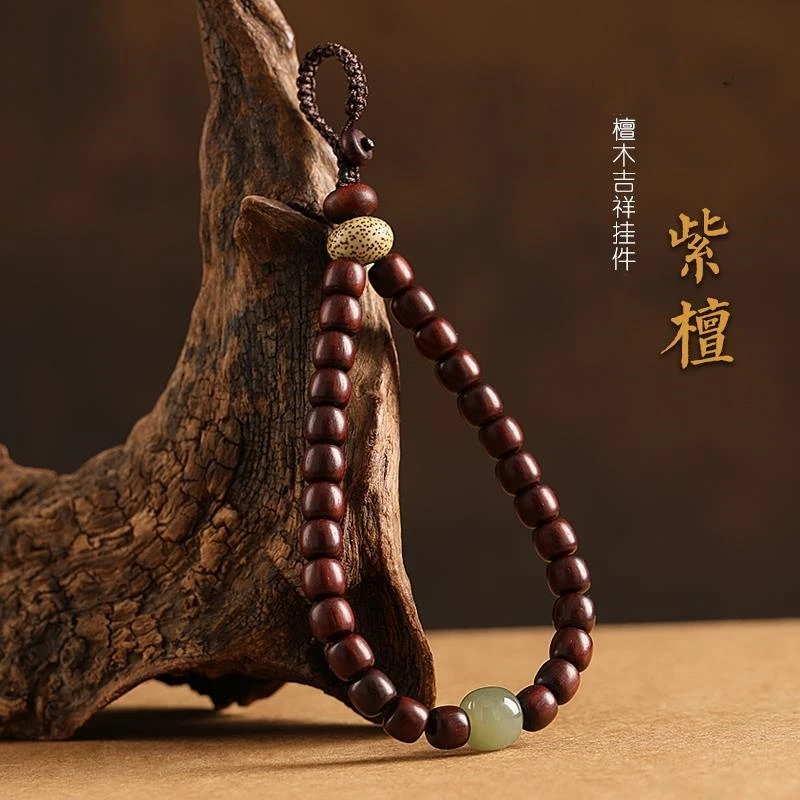 2025年新款紫檀汽车钥匙扣挂件星月时尚高档保平安钥匙链挂坠绳女