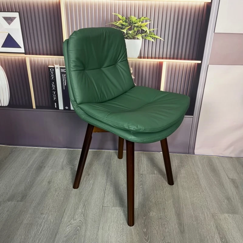 轻奢餐椅家用实木北欧现代高端靠背椅餐厅餐桌椅麻将椅旋转皮凳子