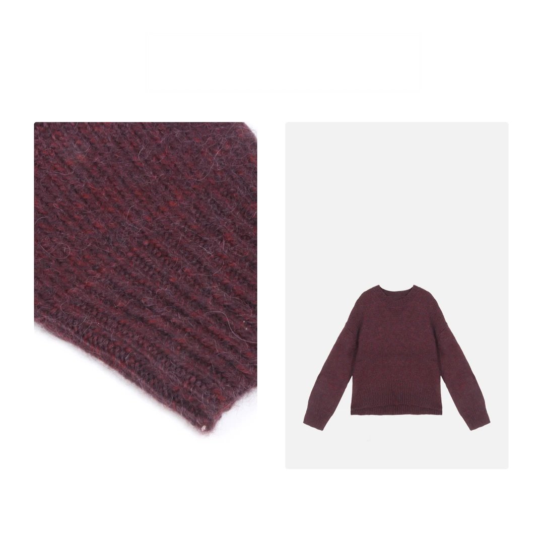 凯特丝蓓542#毛衣女套头秋冬新款百搭圆领宽松花线设计感针织衫