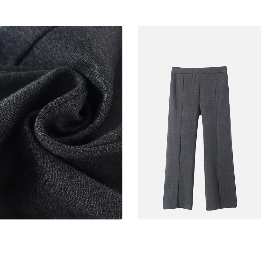 凯特丝蓓196#双面开衩喇叭裤显瘦气质百搭减龄长裤女1-260