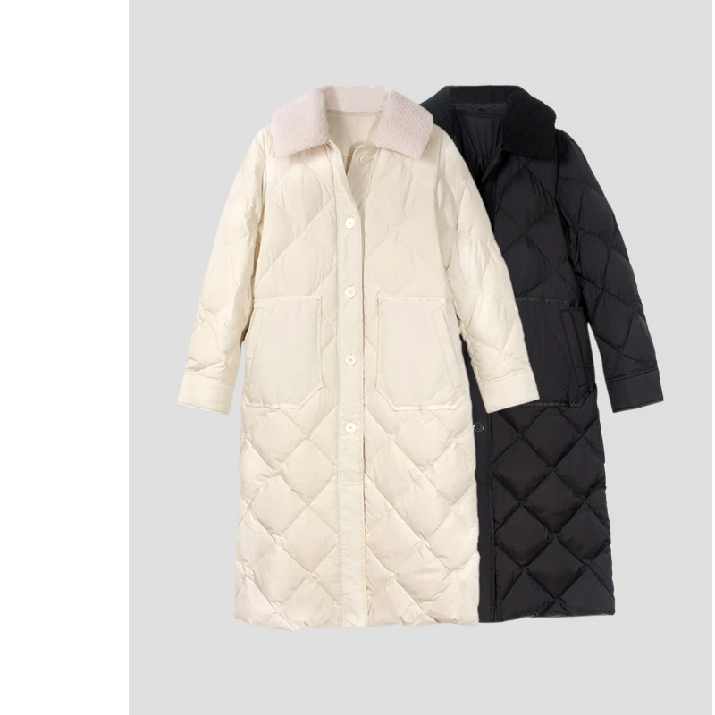 凯特丝蓓237#纯色长款翻领polo羽绒服过膝女装1-194