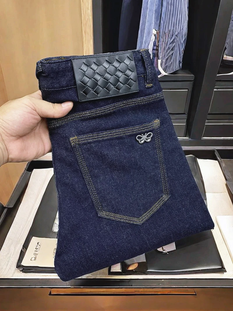 新款弹力修身小直筒欧货时尚男士牛仔裤原色牛仔